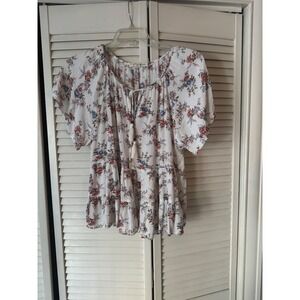 Rewind Womens‎ White Floral Blouse